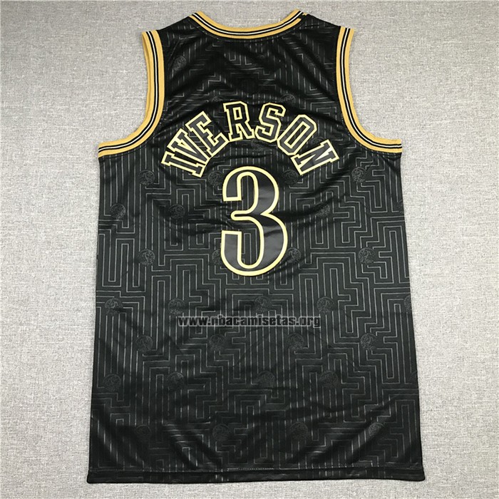 Camiseta Philadelphia 76ers Allen Iverson NO 3 Retro 2020 Chinese New Year Negro